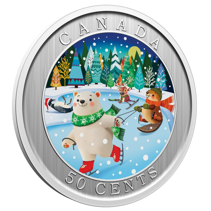 Acél Érme Whimsical Winter színezett 50 cent 2026 Lenticular Coin