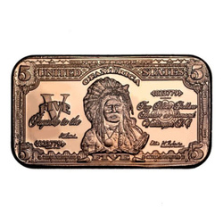 Sztabka $5 US Indian Chief Banknote 1 uncja Miedzi