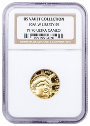 Liberty 7.52 g Gold 1986 Proof PF70 Ultra Cameo NGC
