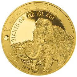 Ghana: Giganti dell'era glaciale - Mammut lanoso 1 oncia d'oro 2019 Proof
