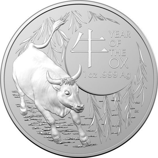 Royal Australian Mint: Lunar- Rok Bawoła 1 uncja Srebra 2021