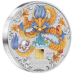 Perth Mint: Lunar III - Rok Smoka kolorowany 1000 gramów Srebra 2024 Gold Privy Mark 