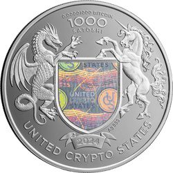 Medaglia in argento Indian Head United Crypto States 1 oz argento 2024 Proof con ologramma