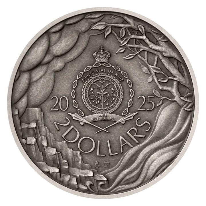 Niue: Mythological Figures - Valquiria Stand 1 oz Plata 2025 Antiqued Coin