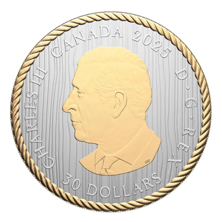Kanada: Az ős aranyozott 2 uncia ezüst 2025 Reverse Proof