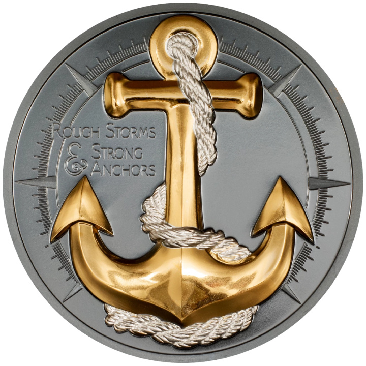 Îles Cook : The Journey Anchor - Rough Storms plaqué or 2 onces d'argent 2025 Black Proof