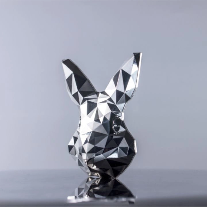 Lowpoly Lunar Rabbit Mask Stacker 2 oz Argint Proof High Relief