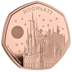 Harry Potter : École de sorcellerie et de magie de Poudlard 50 pence d'or 2023 Proof