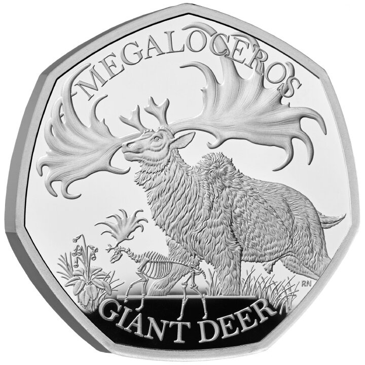 Ice Age Giants - Cervo gigante 50p Argento 2024 Proof