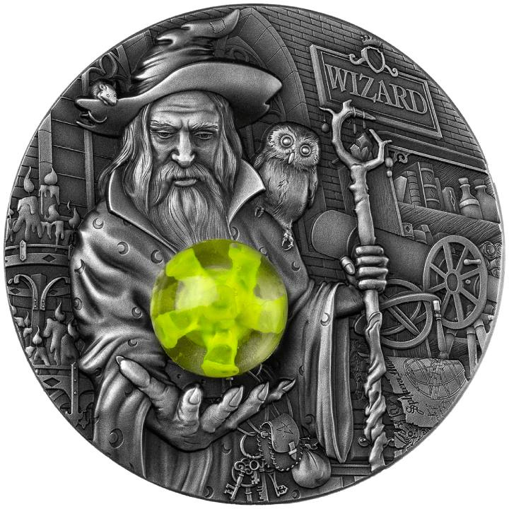 Camerún: Mago 2 oz Plata 2023 Alto Relieve Antiqued Coin