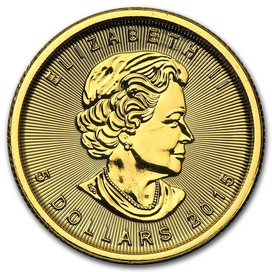 Foglia d'acero canadese 1/10 oncia d'oro 2015
