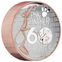 Tuvalu : Panthère rose 60e anniversaire plaquée or 5 onces d'argent 2024 Proof High Relief