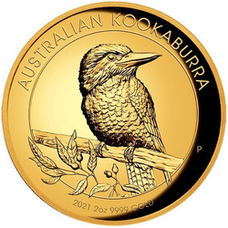 Kookaburra 2 uncje Złota 2021 Proof High Relief