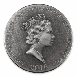 Niue: Vikingové – Bjorn Ironside 2 unce stříbra 2016 Proof Antiqued Coin