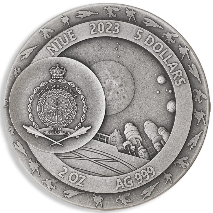 Niue: DC Comics - Superman colorato 2 once d'argento 2023 Moneta antica ad alto rilievo