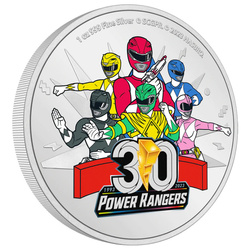 Niue: Power Rangers 30. výročí seriálu barevná 1 unce stříbra 2023 Proof