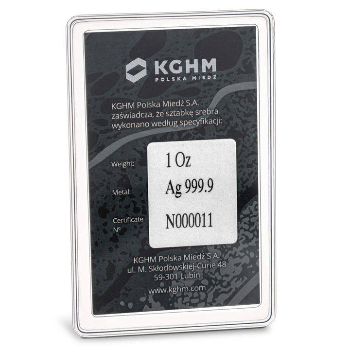 KGHM 1 oz ezüsttömb