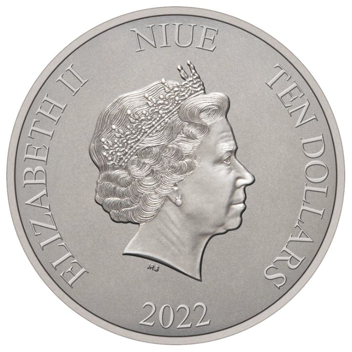 Niue: El Señor de los Anillos - Monte del Destino 3 oz Plata 2022 Acabado Antiguo