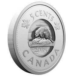 Canada: Castoro multistrato 5 centesimi d'argento 2025 Proof