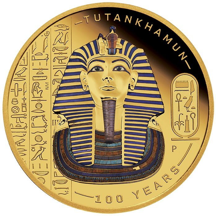 Tuvalu: Tutankhamun Discovery 100 Year Anniversary 2022 1oz Gold Proof Coloured Coin