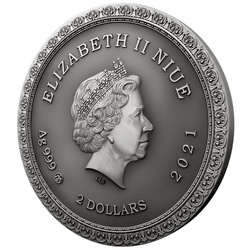 Niue: La última mirada en Palmyra $2 Srebro 2021 Alto Relieve Moneda Antigua