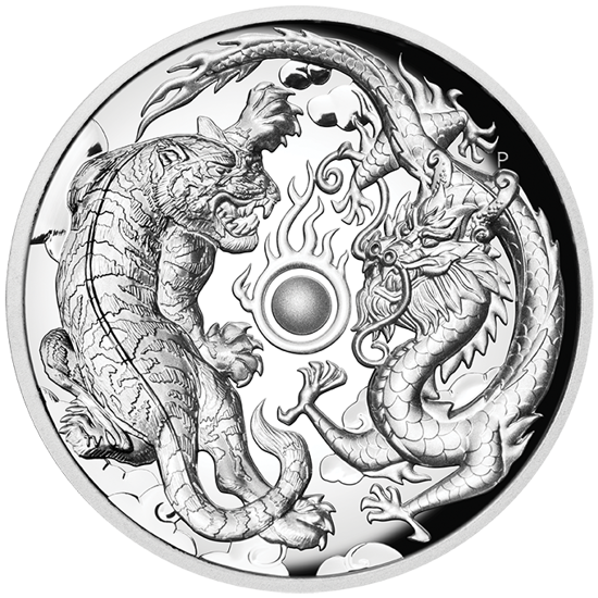 Dragon et tigre 2 onces d'argent 2018 High Relief Proof