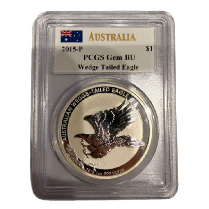 Australijski Orzeł 1 uncja srebra 2015 PCGS Gem BU