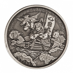 Samoa: Legends of Japan Series - Momotaro Onto Demon Island in Ukiyoe Style 1 oz Silver 2021 Moneda Antigua