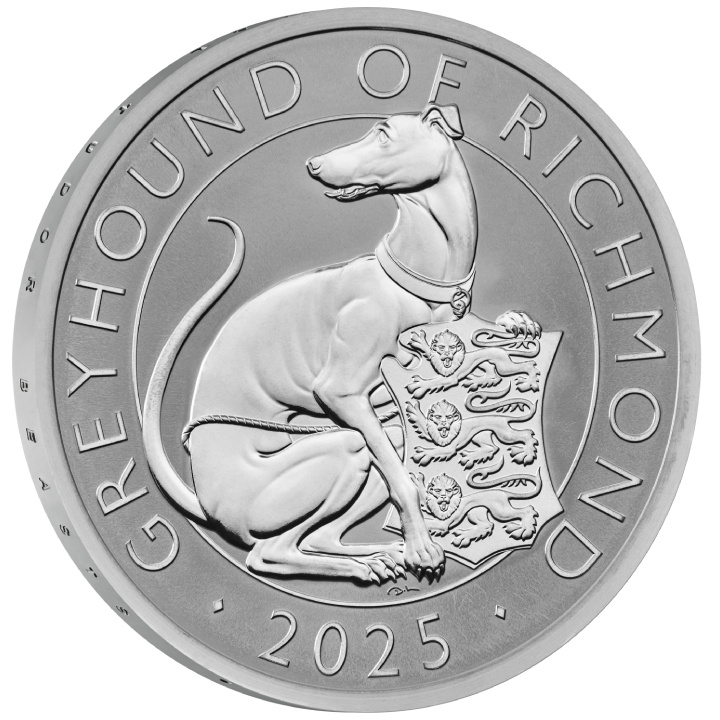 A királyi Tudor-állatok: Richmondi agár 2 x 1 uncia ezüst 2025 Proof