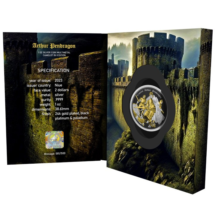 Niue: Camelot - Artur Pendragon 1 uncja Srebra 2023 Multimetal