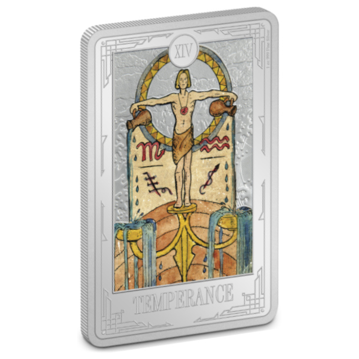 Niue: Tarot Cards - Temperance kolorowany 1 uncja Srebra 2023 Proof