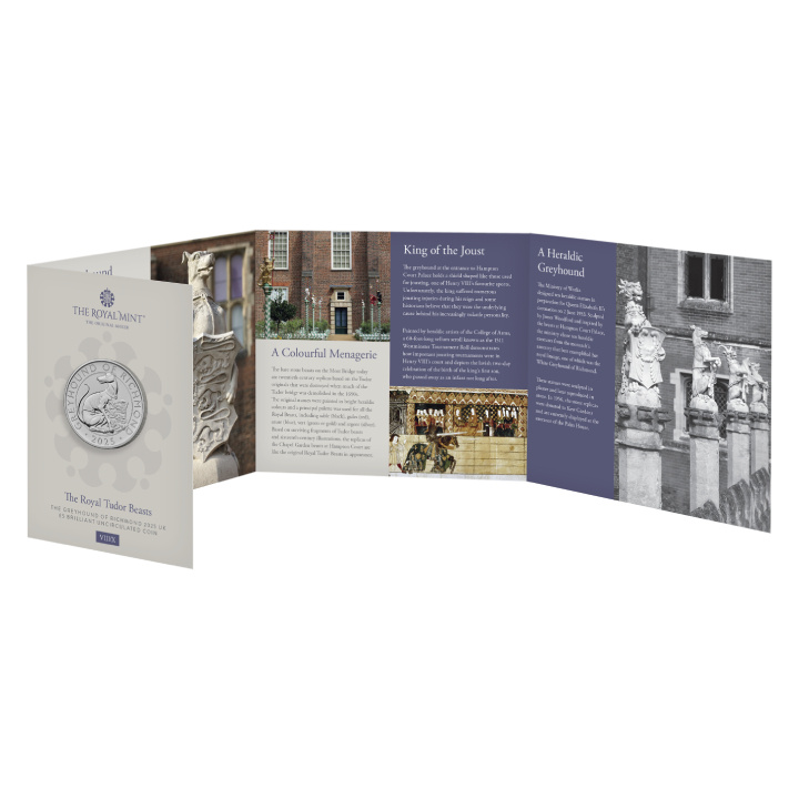 The Royal Tudor Beasts: Il levriero di Richmond £5 rame-nichel 2025