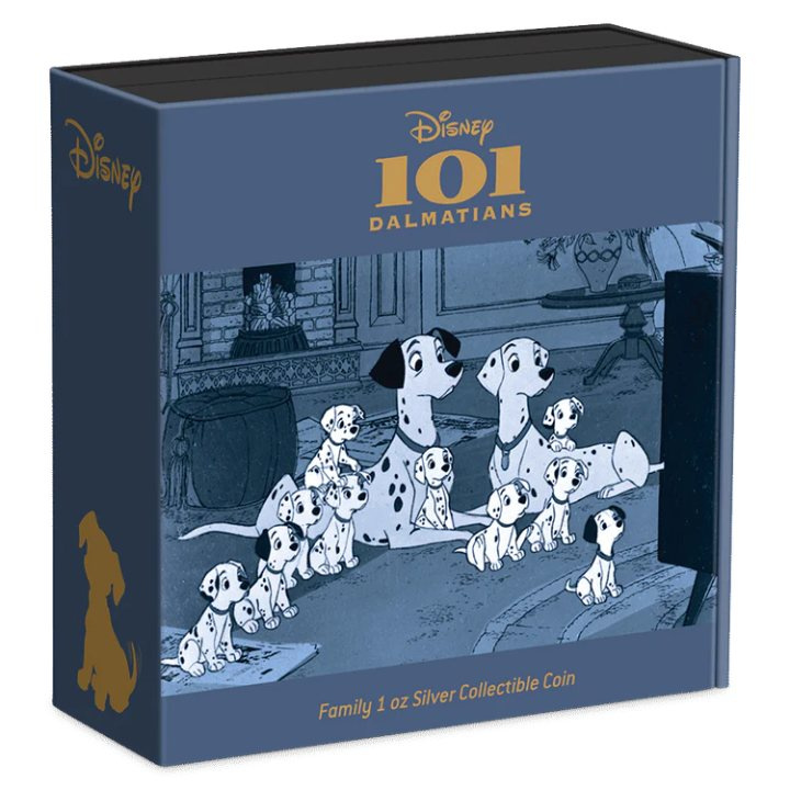 Niue: Disney 101 dalmatinů – Rodina, barevná, 1 unce stříbra, 2022, proof