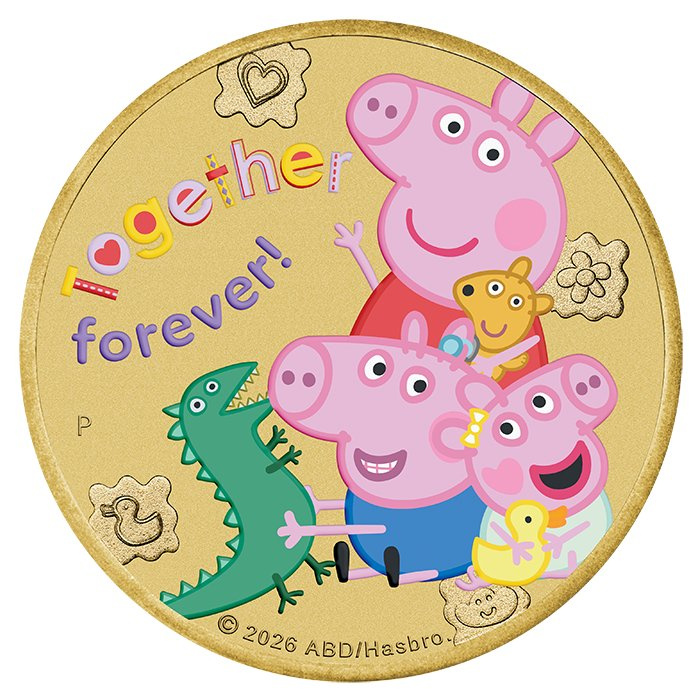 Moneta in bronzo d'alluminio The Perth Mint: Peppa Pig - Together Forever 13,5 g 2026
