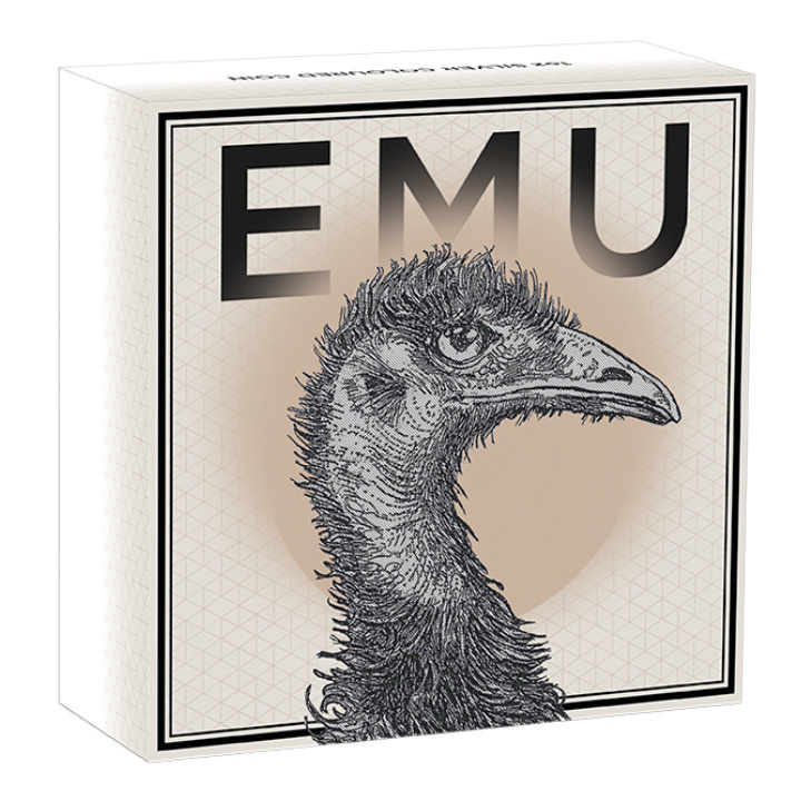 Australijski Emu kolorowany 1 uncja Srebra 2023