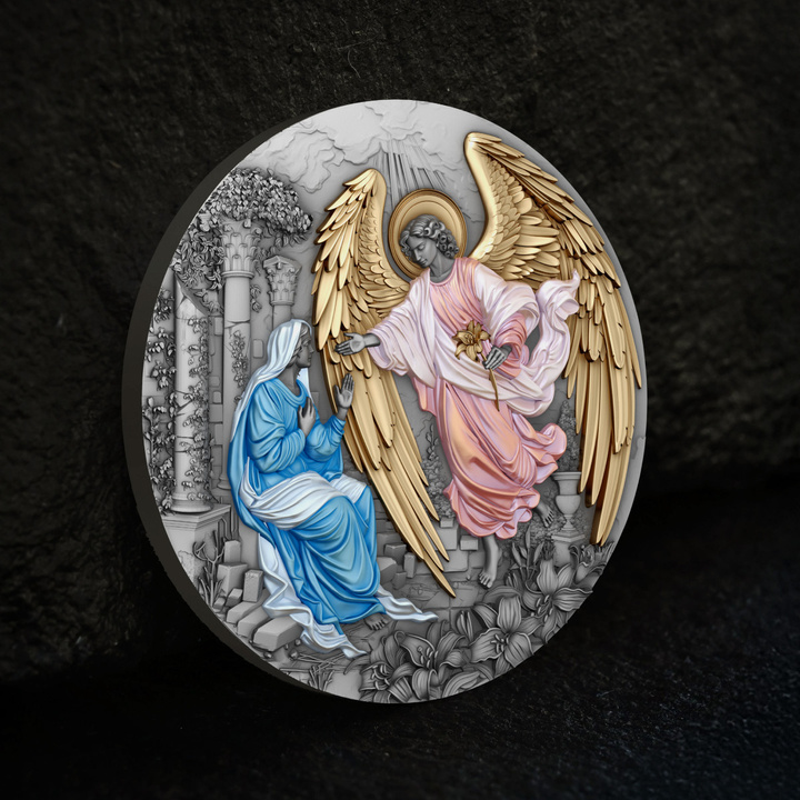 Niue: Gabriel Coloured/Gold Plated 2 oz Silver 2025 Antiqued Coin