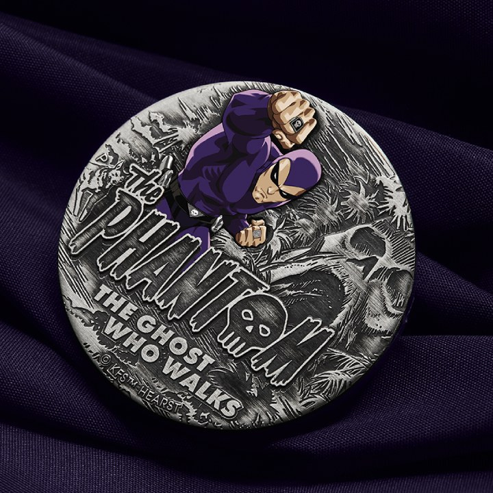 Tuvalu: The Phantom coloured 2 oz Silver 2023 Antiqued Coin