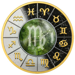 Cameroon: Zodiac Sign - Virgo coloured Silber 2023 Gilded Black Proof Coin