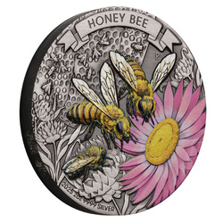 Australia: Honey Bee Colored 2 oz Silver 2025 Antiqued Coin
