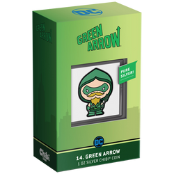 Niue: DC Comics – Green Arrow Chibi Coin, barvená, 1 unce stříbra, 2022, Proof