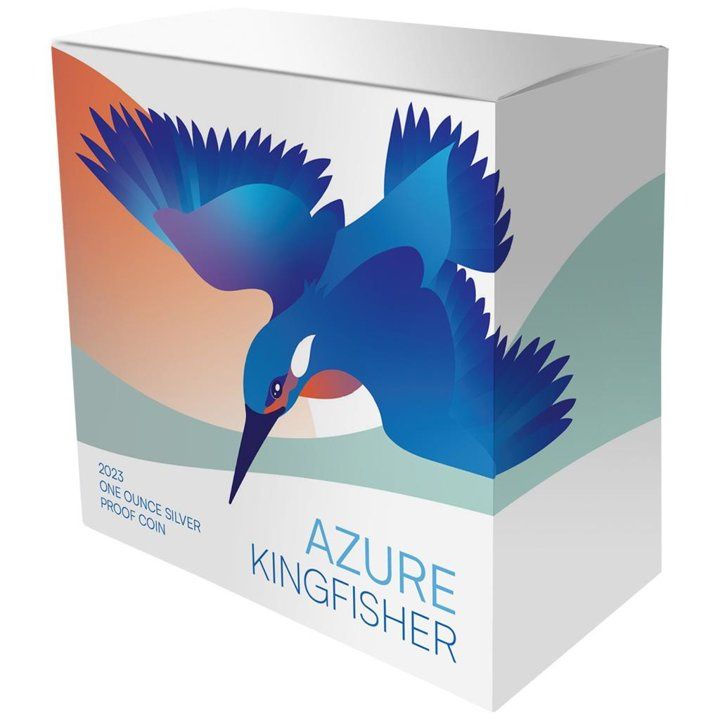Niue: Azure Kingfisher kolorowany 1 uncja Srebra 2023 Proof