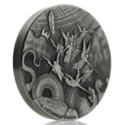 Niue: Bíblica - La Virgen Coronada 2 onzas Plata 2019 Proof Antiqued Coin