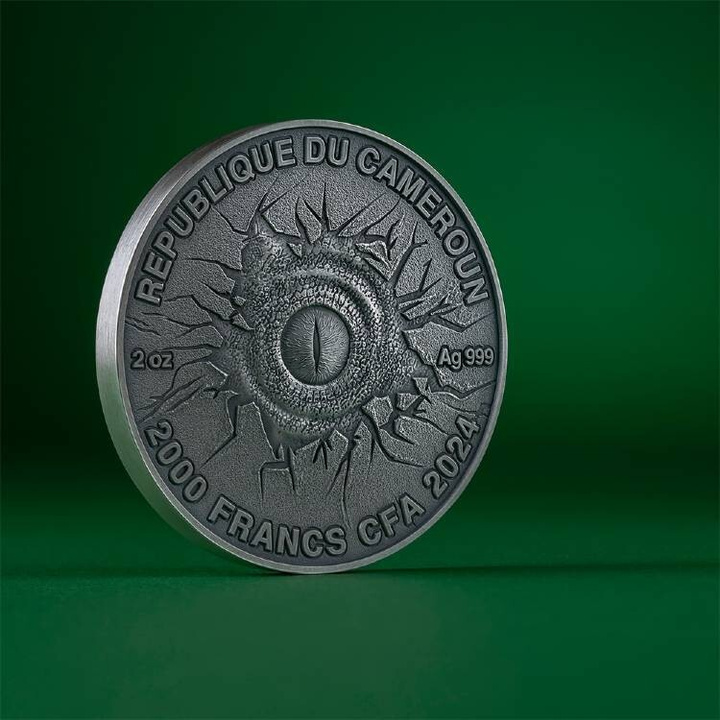 Camerun Lost World - Tyrannosaurus Rex 2 oz Argint 2024 High Relief Antiqued Coin