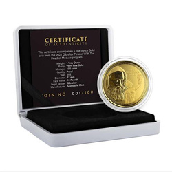 Gibraltar: Perseo con la cabeza de Medusa 1 oz Oro 2021 Proof
