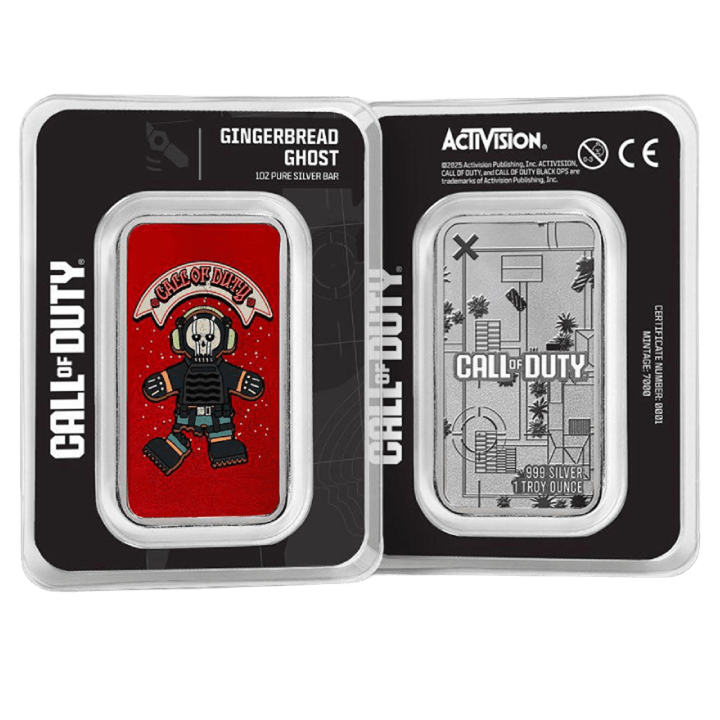 Lingot Pamp : Call of Duty - Gingerbread Ghost 1 once d'argent coloré 2025 Prooflike