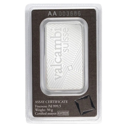 Valcambi 50 grammos palládium rúd
