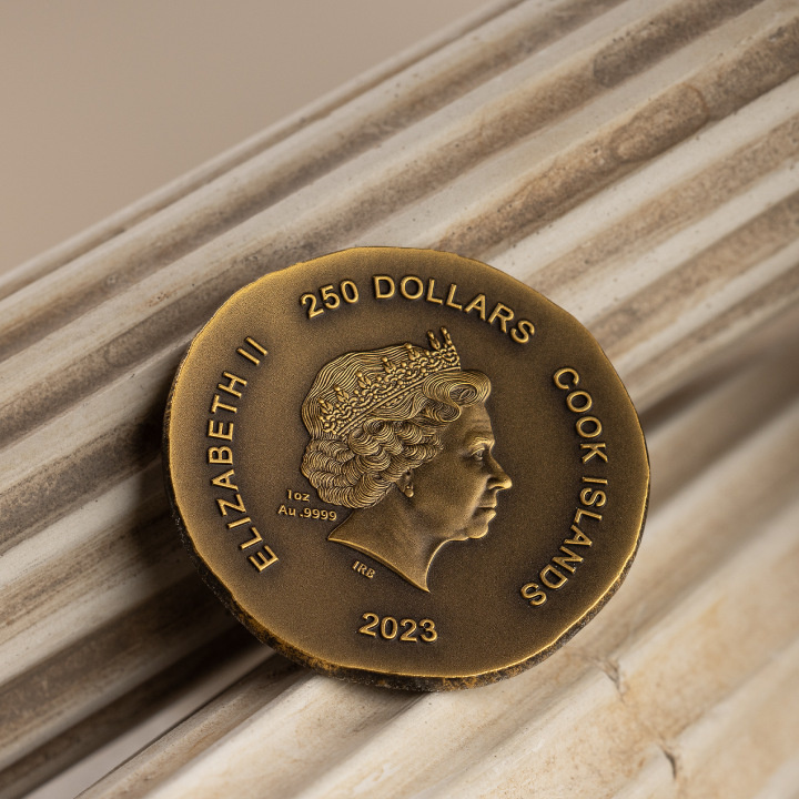 Cook Islands: Tortoise 1 uncja Złota 2023 Ultra High Relief Antiqued Coin