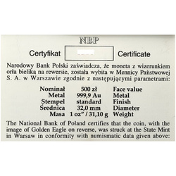 Orzeł Bielik 1 uncja Złota 1996