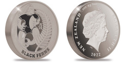 Black Ferns coloreado 1 oz Plata 2022 Proof