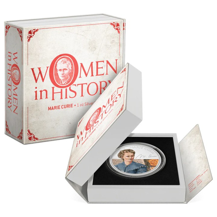Niue: Women in History – Marie Curie kolorowana 1 uncja Srebra 2022 Proof